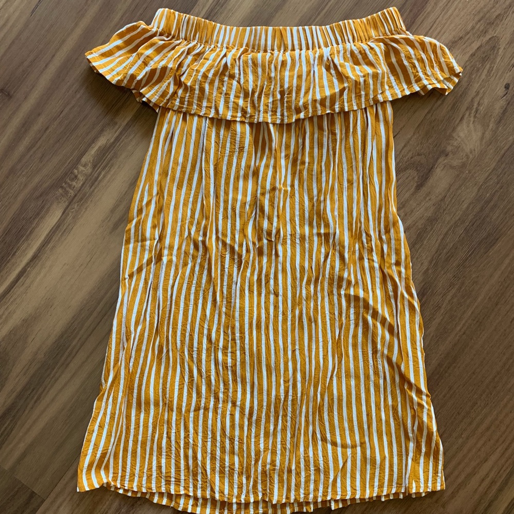 Yellow white striped swim cover up